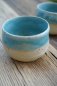 Preview: handgetöpferter Türkis beige natur Keramik Mocca Kaffee Becher