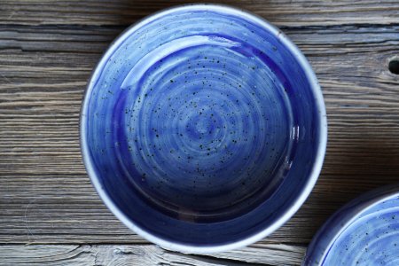 handgetöpferte meerblaue Keramik  Bowl Schale für Frühstücks Müsli, Quark oder Suppe