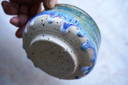 Preview: Matcha Schale blaugranit grün sprenkel