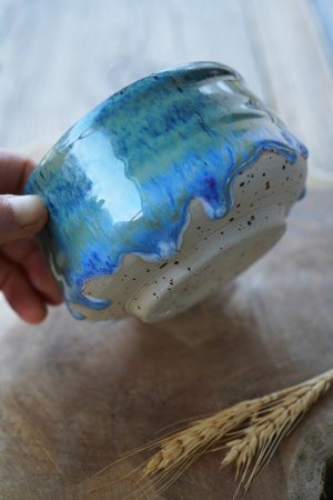 Matcha Schale blaugranit grün sprenkel